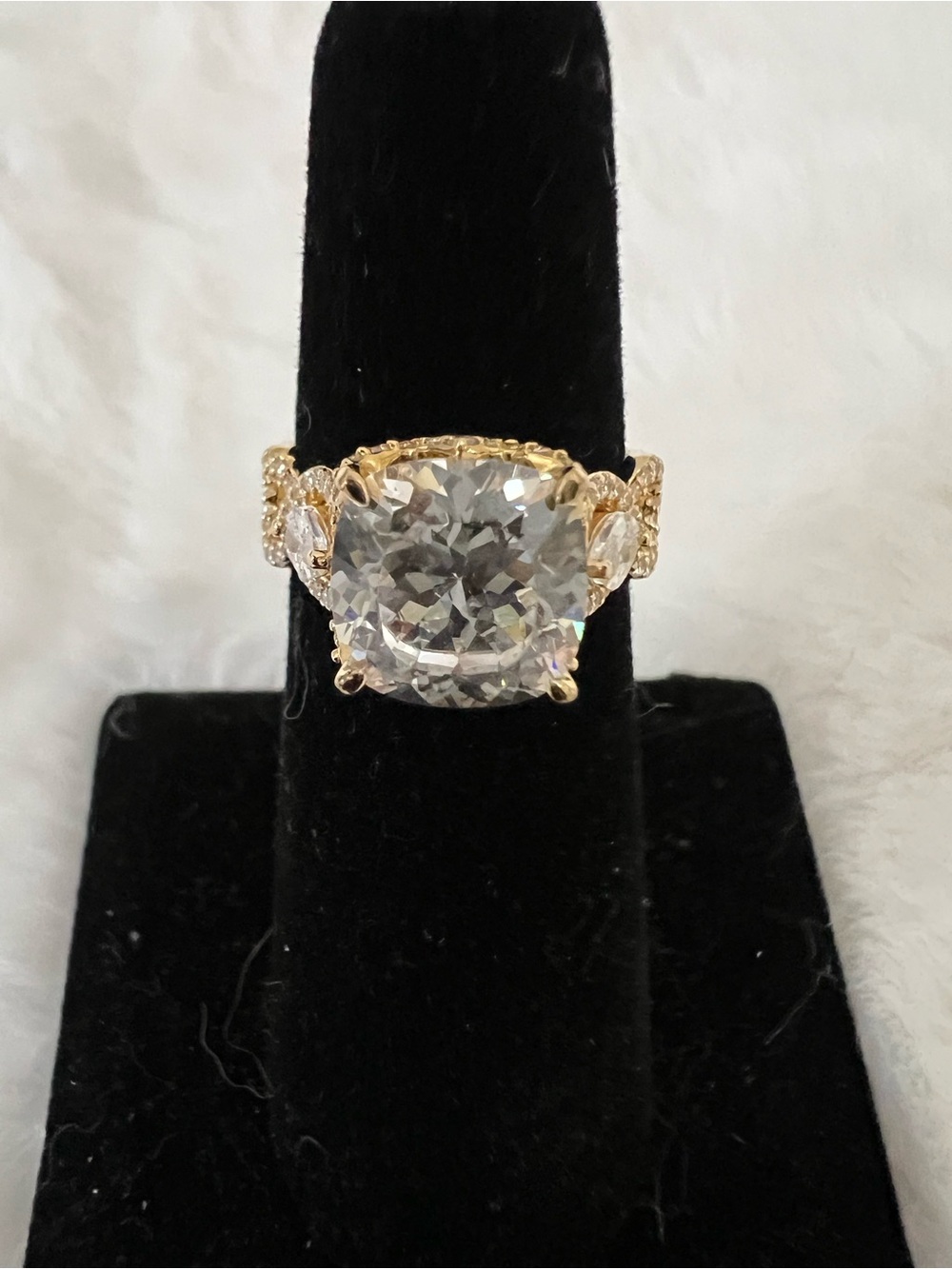Vanna K Gold Over Sterling Silver Ring with Large Clear CZ Center Stone